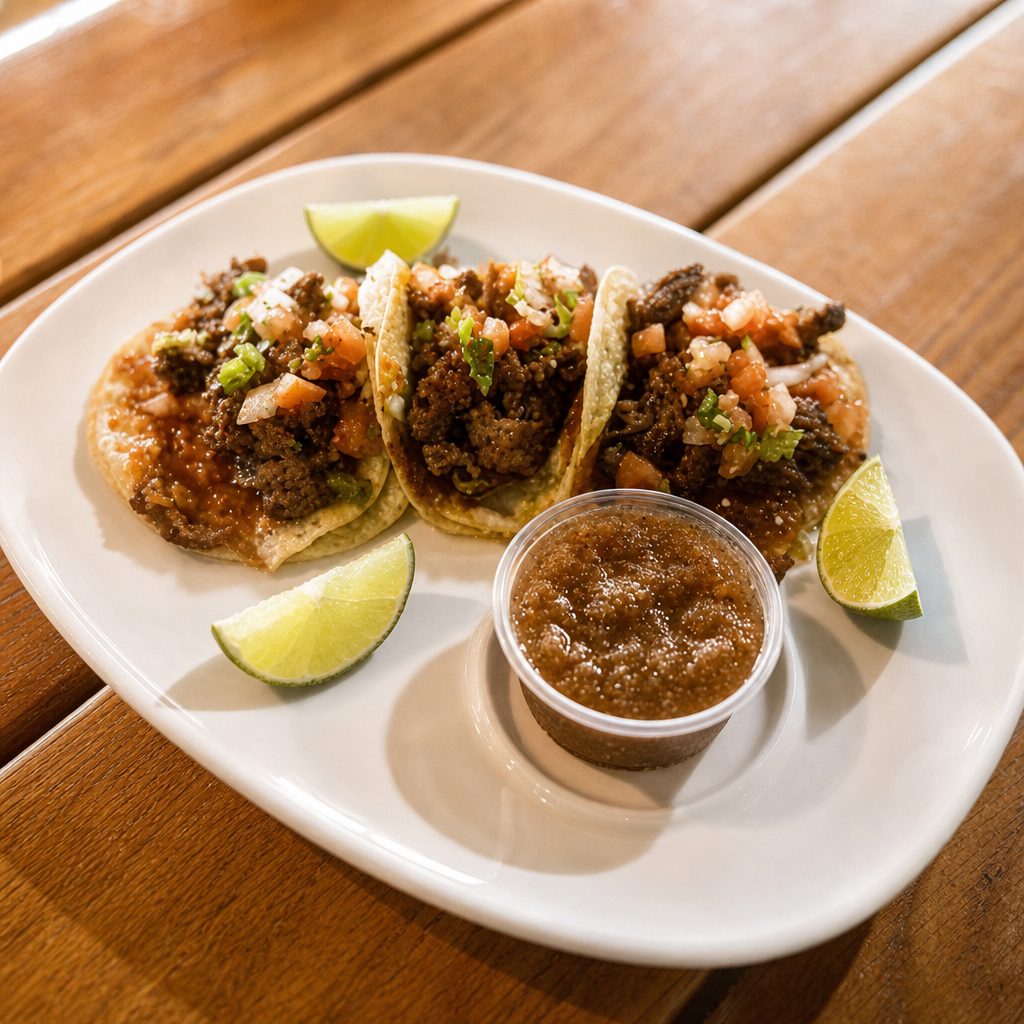 Asian Beef Tacos with Crispy Cheese.
