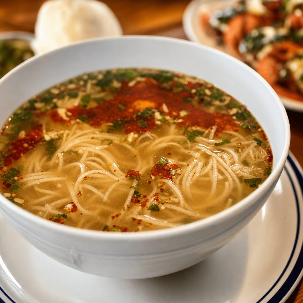 Khao Piak Sen Chicken Noodle Soup.